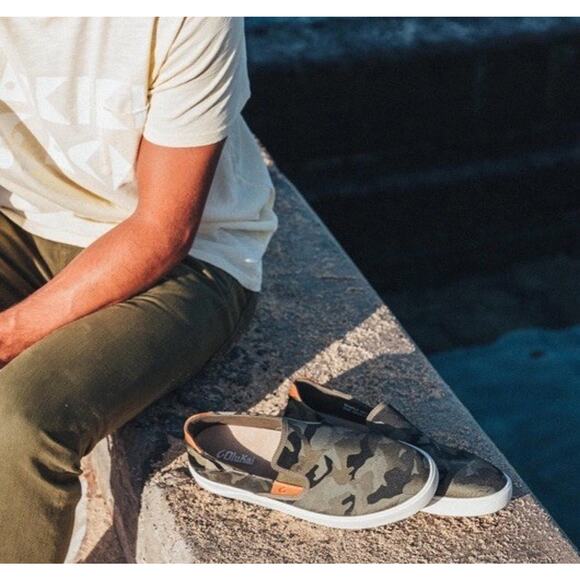 OluKai Lae’ahi Pa’i Men’s Slip-On Sneakers M11.5 Camo Canvas Comfort Shoes - Picture 4 of 13